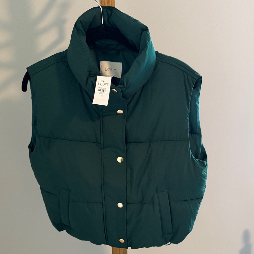 LOFT Deep Teal Quilted Puffer Vest
